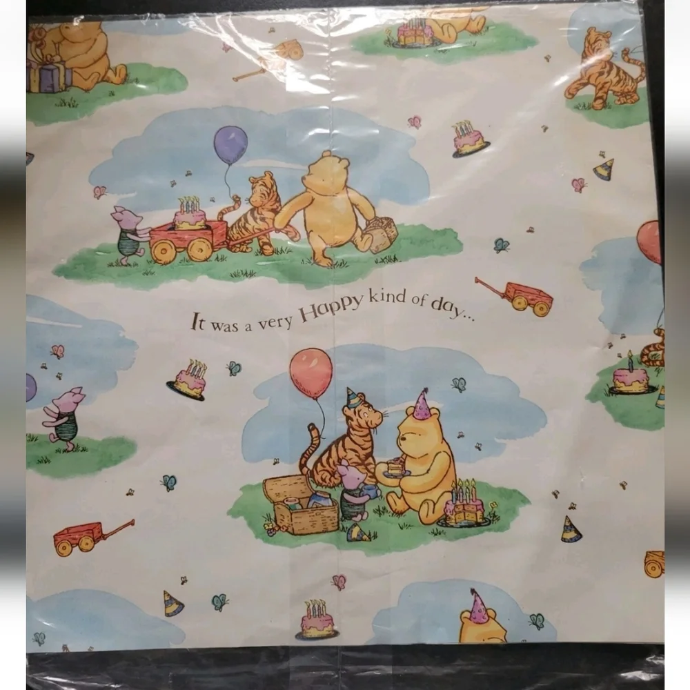 NEW Vintage Hallmark Classic Pooh It Was A Happy Day Gift Wrapping Paper USA